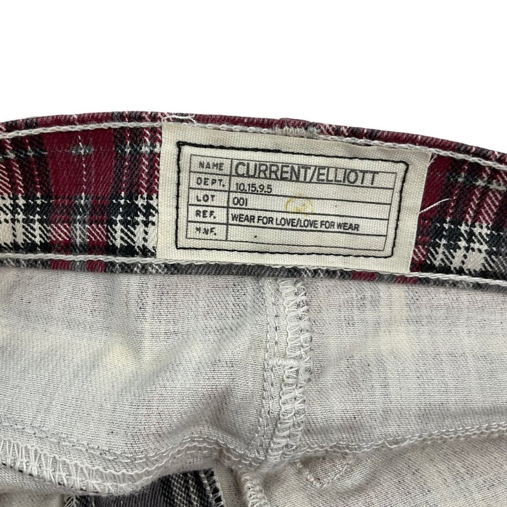 Current/Elliott Jeans Women's Sz 27 Red Plaid The Soho Zip Stiletto Skinny Nwot - Picture 7 of 14